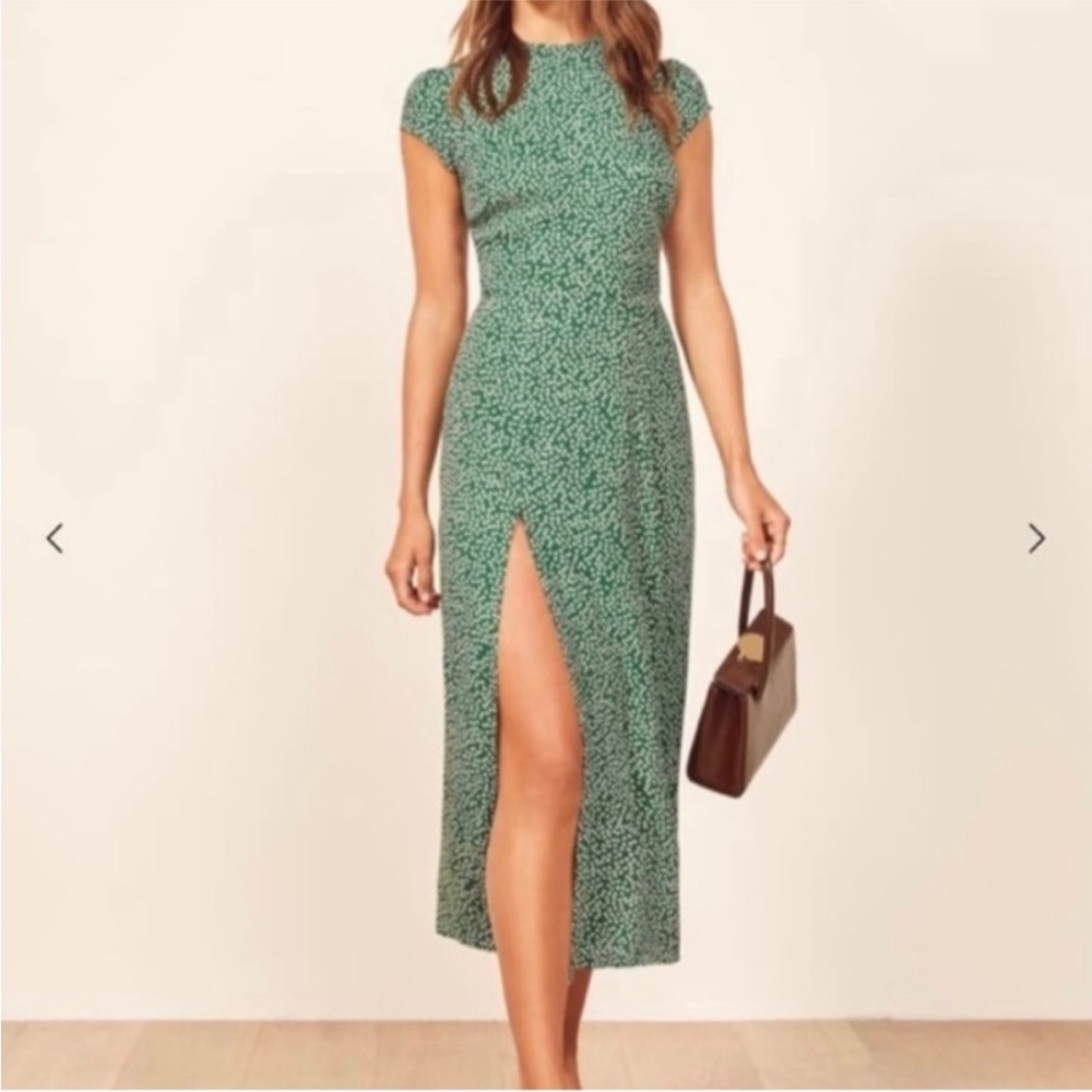 Reformation Gavin Midi Dress with open back and Slit